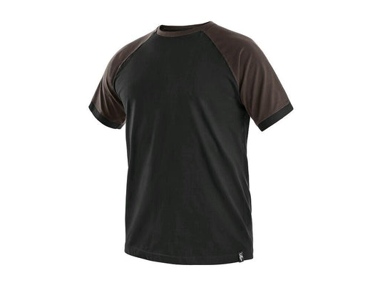 T-SHIRT OLIVER, MANCHES COURTES, NOIR-MARRON 