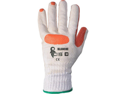 GLOVES BLANCHE, DIPPED IN LATEX, WHITE-ORANGE