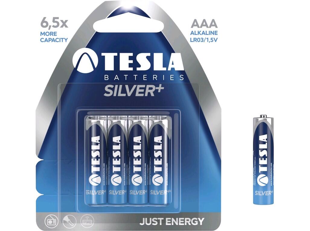 PILES TESLA AAA ARGENT+, 4 PIèCES 