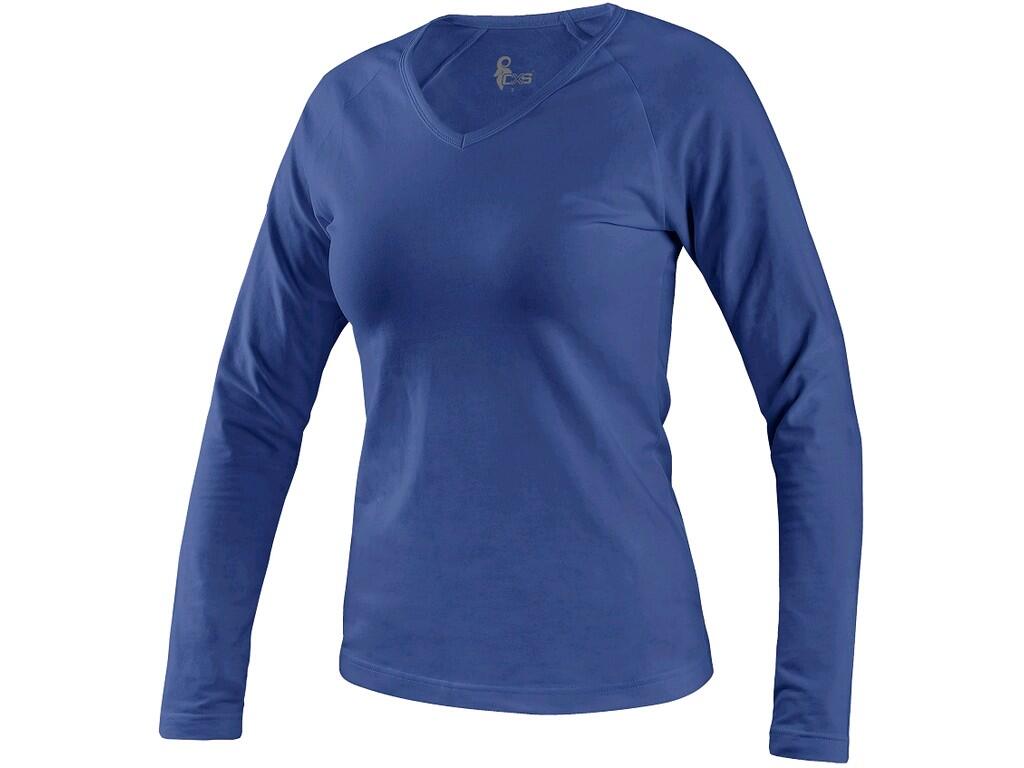 T-SHIRT CXS MARY, DAMEN, V-AUSSCHNITT, LANGARM, BLAU 