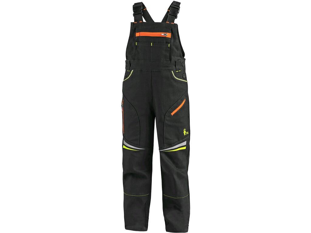 Pantalon à  bavette CXS GARFIELD, enfant, HV jaune/orange 