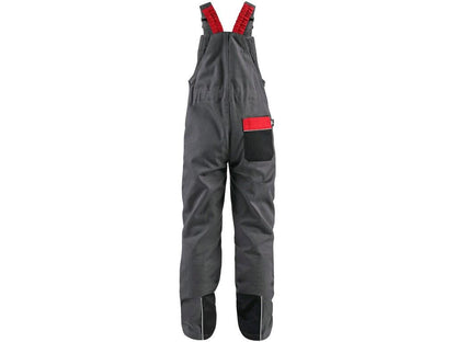 PANTALON À BIB CXS PHOENIX CASPER, ENFANT, GRIS AVEC ACCESSOIRES NOIR ET ROUGE 