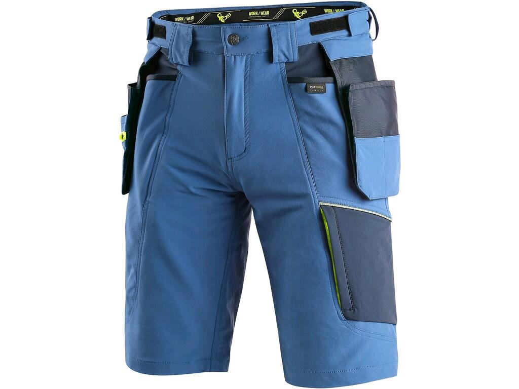 PANTALONCINO DA LAVORO CXS NAOS UOMO, BLU-BLU, HV GIALLO ACCESSORI