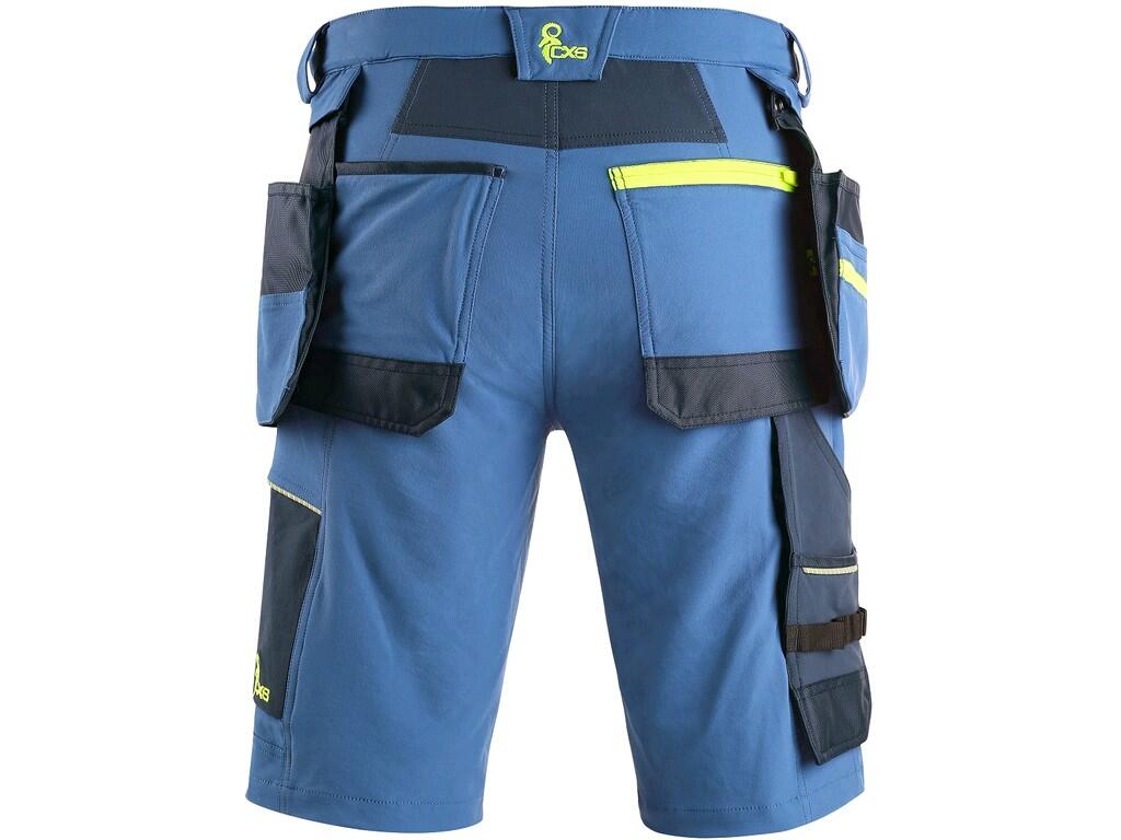 PANTALONCINO DA LAVORO CXS NAOS UOMO, BLU-BLU, HV GIALLO ACCESSORI