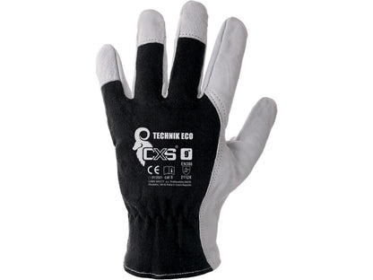 GANTS TECHNIK ECO, COMBINÉS, NOIR-BLANC 